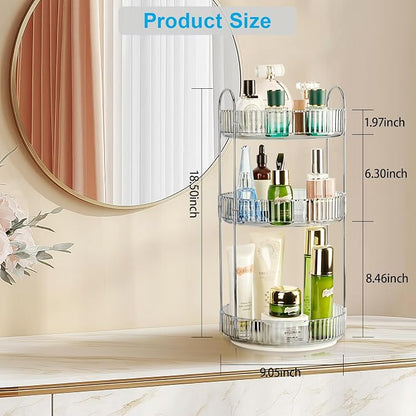 360 Rotating Makeup Organizer, 3 Tier Large Capacity Lazy Susan Bathroom - Image 3