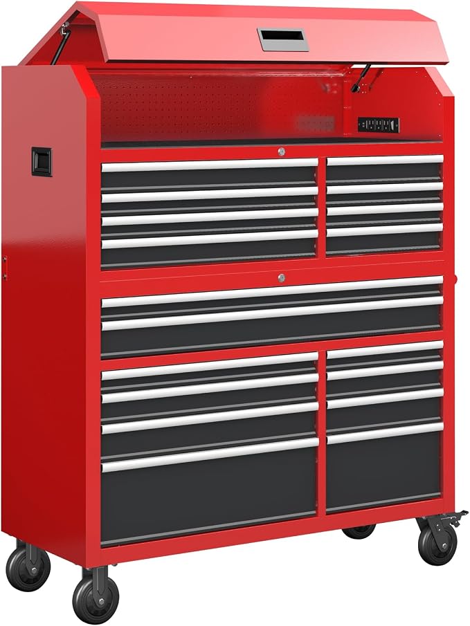 LARBANKE 60'' Rolling Tool Chest Combo, 18-Drawer Heavy Duty Steel Tool Cabinet by LARBANKE