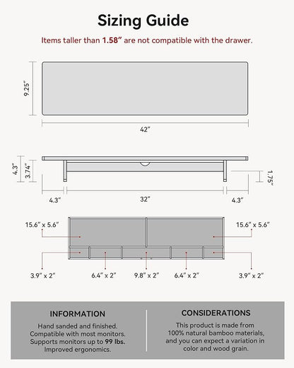 42” Dual Monitor Stand Riser - Image 5