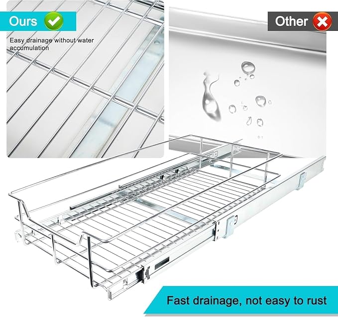 Pull Out Cabinet Organizer 9" W X 17" D, Slide Out Drawers - Image 9