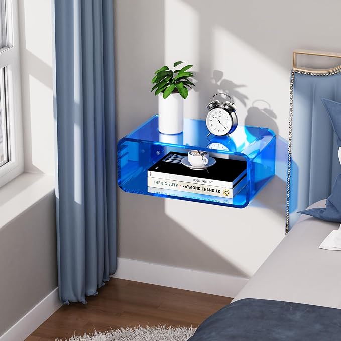 Acrylic Floating Nightstand, Bedside Table, Nightstand Shelf Wall Mounted - Image 9
