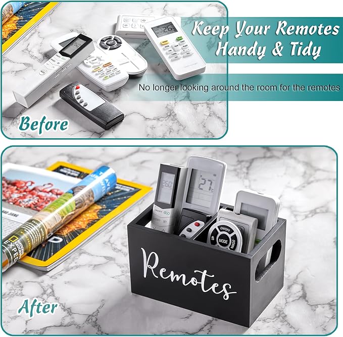 DRASTAR Remote Control Holder, Wood TV Remote Holder, Remote Storage Caddy - Image 2