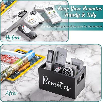 DRASTAR Remote Control Holder, Wood TV Remote Holder, Remote Storage Caddy - Image 2