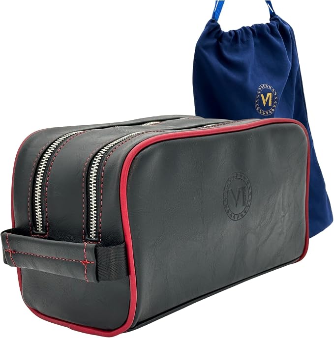 Dopp Gift Large Travel Toiletry Bag Premium Quality PU Leather Two compartments by viprestige