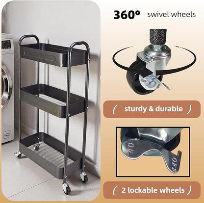 3 Tier Slim Metal Rolling Storage Cart - Image 4