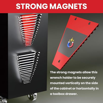 2 Pack Magnetic Wrench Organizer, 32-Slot Magnetic Wrench Organizer Tray - Image 3