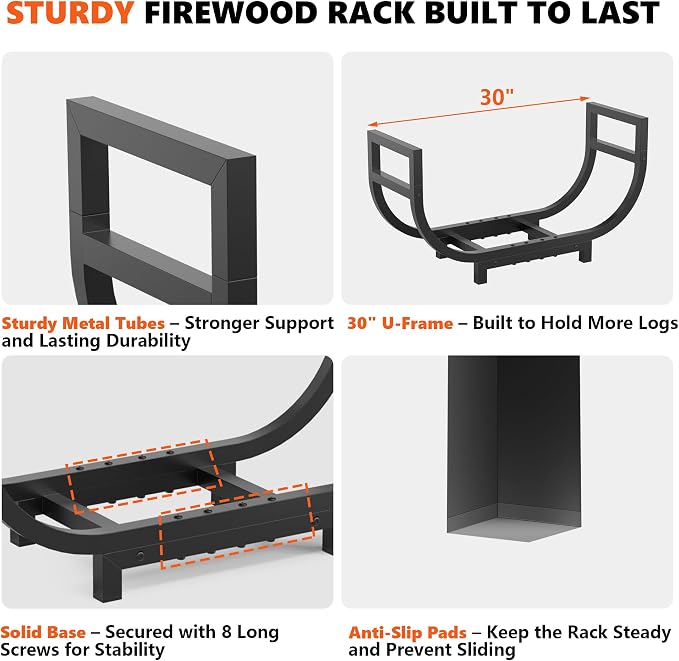 30-inch Firewood Rack Outdoor Indoor - Image 4