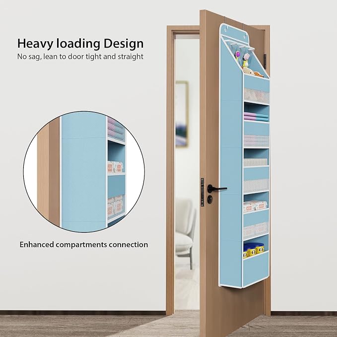 Univivi 6-Shelf Over Door Hanging Organizer Fabric Baby Door Storage - Image 2