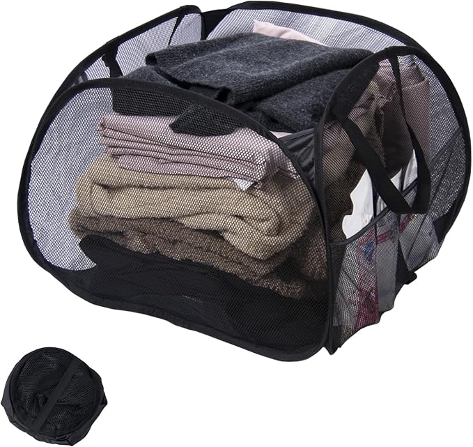 Collapsible Laundry Basket, 90L Mesh Pop-up Hamper by HEDONLEE