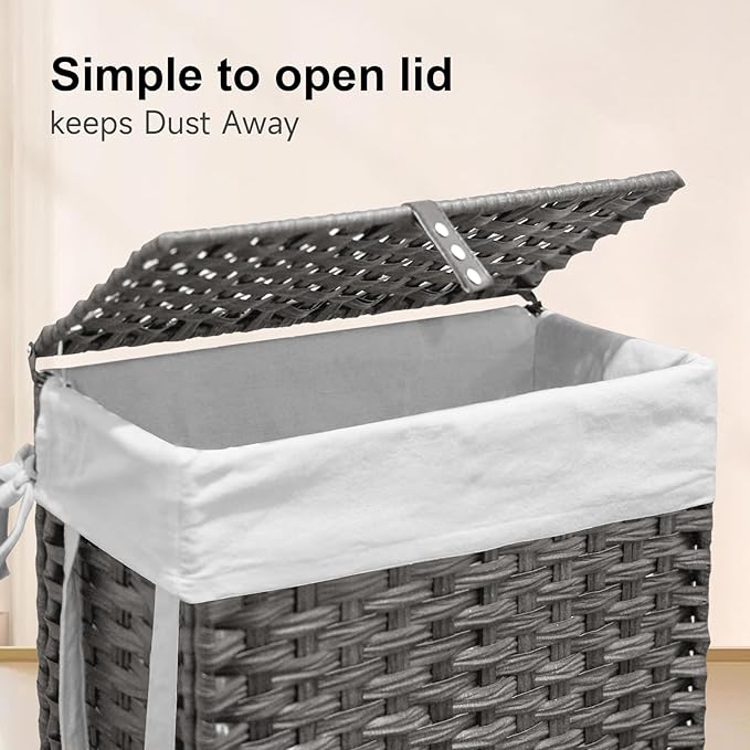 88L Slim Laundry Hamper with Wheels, 23.3 Gallon Rolling Laundry Basket with Lid - Image 5