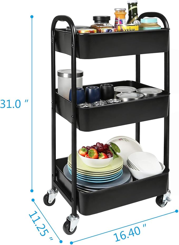 3-Tier Rolling Utility Cart - Image 3