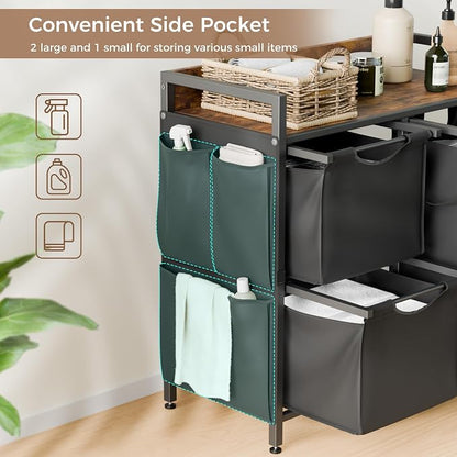 Laundry Sorter with 3 Sections, Laundry Hamper with Wheels, Laundry Basket with - Image 5