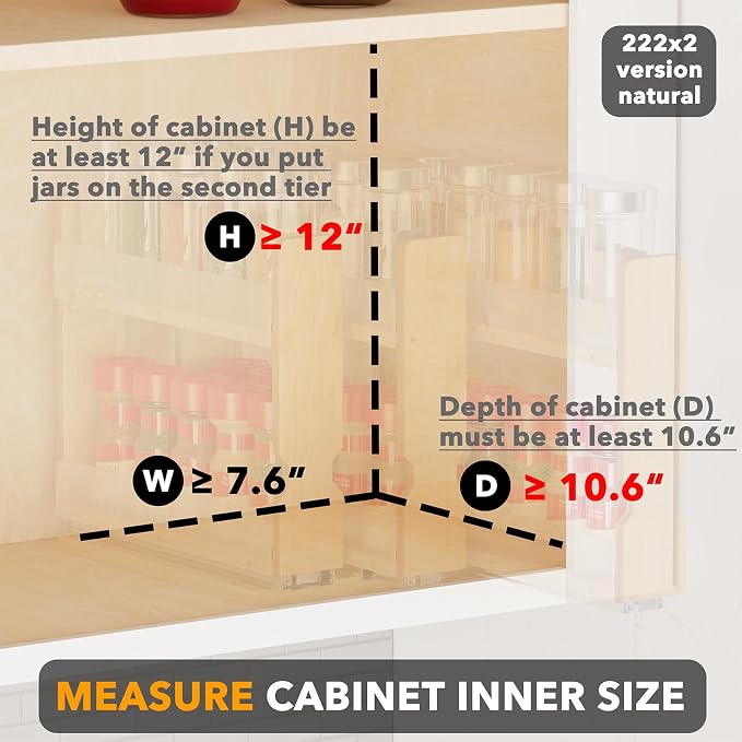 SpaceAid Bamboo Pull Out Spice Rack Organizer - Image 4
