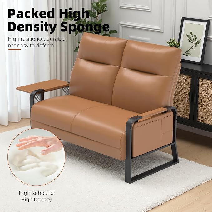 Faux Leather Loveseat, Upholstered Loveseat - Image 5