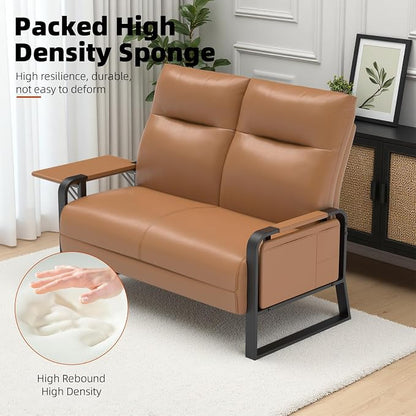 Faux Leather Loveseat, Upholstered Loveseat - Image 5