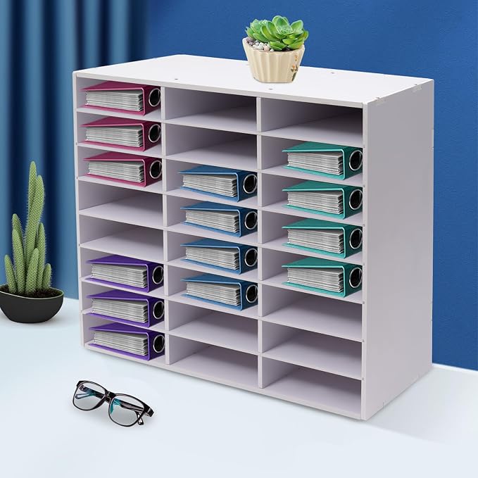 24 Compartments Literature Organizer, Desktop File Sorter Mail Center Paper - Image 3