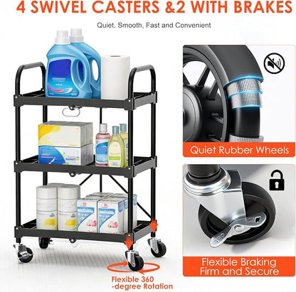 Collapsible Service Cart, Folding Utility Cart - Image 5