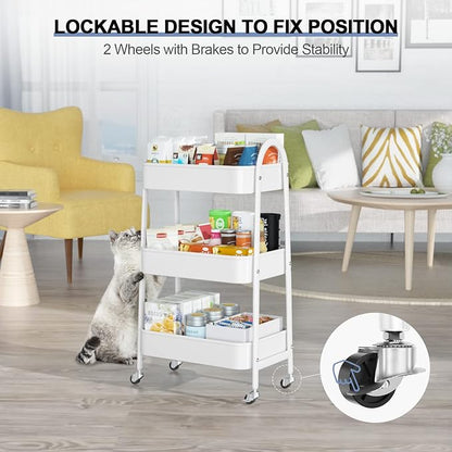 EAGMAK 3 Tier Utility Rolling Cart, Metal Storage Cart - Image 4
