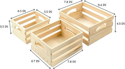 Set of 3 Wooden Pallet Crates Nesting Unfinished Wood Trays Storage - Image 2
