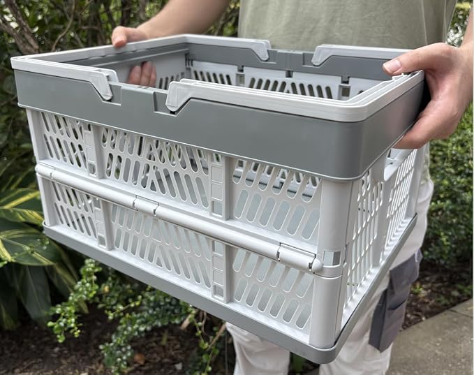 Collapsible Storage Crate with Handles, Milk Crates，33L Foldable Plastic - Image 9