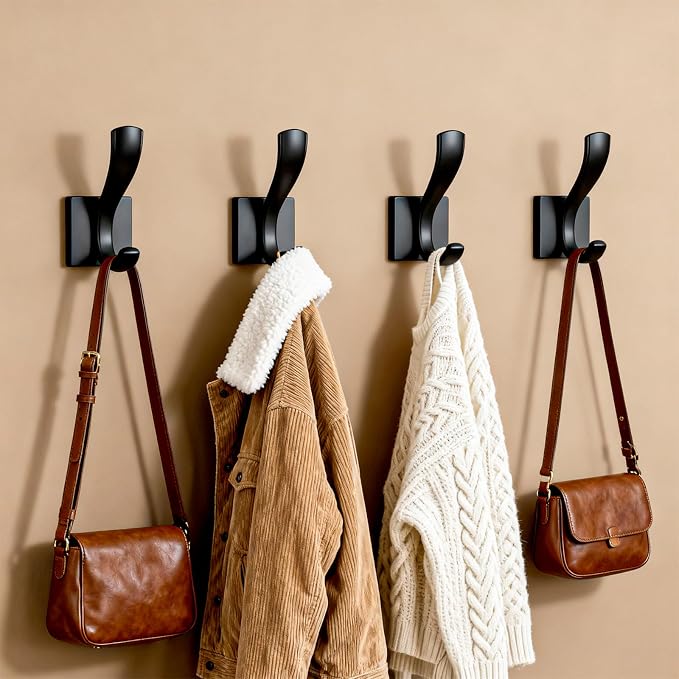 8 Pack Wall Hooks Heavy Duty Towel Robe Coat Hooks - Image 5