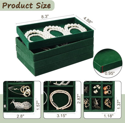 Jewelry Drawer Organizer, 8 Set of Stackable Velvet Organizer Tray, Drawer - Image 3