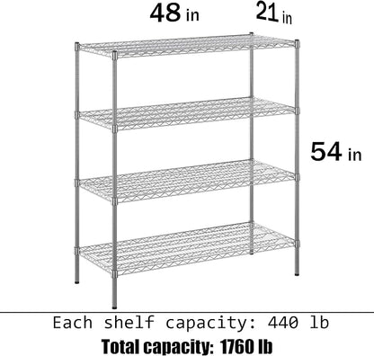 21" Deep x 48" Wide x 54" Height Wire Shelving Kit | 4-Tier | NSF Commercial - Image 3