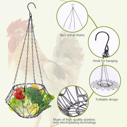 Hanging Chicken Feeder 6.5in, Foldable Poultry Treat Dispenser Ball | Chicken - Image 4