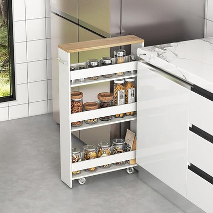 MAT EXPERT Slim Rolling Storage Cart, 4-Tier Freestanding Slim Storage Cart - Image 2