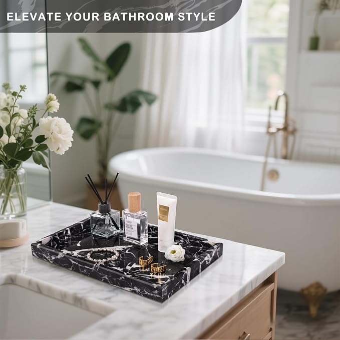 Marble Bathroom Tray for Countertop & Home Decor, Natural Decorative Marble - Image 4