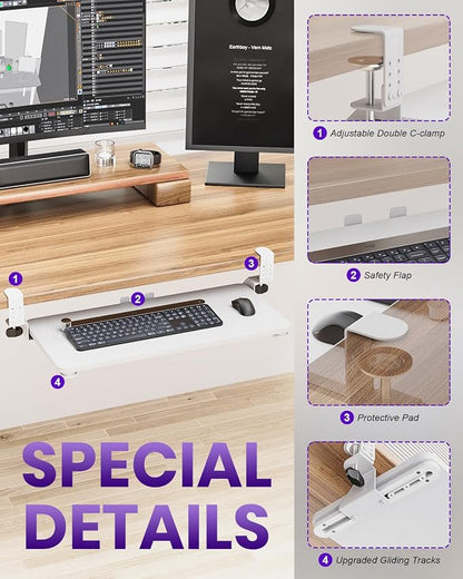Ergonomic Mouse & Keyboard Tray Under Desk, Pull Out - Image 8
