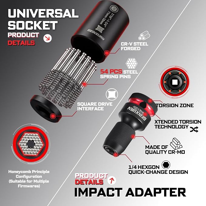 Geinxurn 5Pcs Socket Holder Keychain, 1/2 Drive Quick Release & Quick Change - Image 4