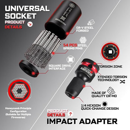 Geinxurn 5Pcs Socket Holder Keychain, 1/2 Drive Quick Release & Quick Change - Image 4