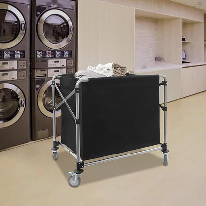 Commercial Laundry Cart with Wheels, Folding Laundry Hamper Cart, Heavy Duty - Image 3