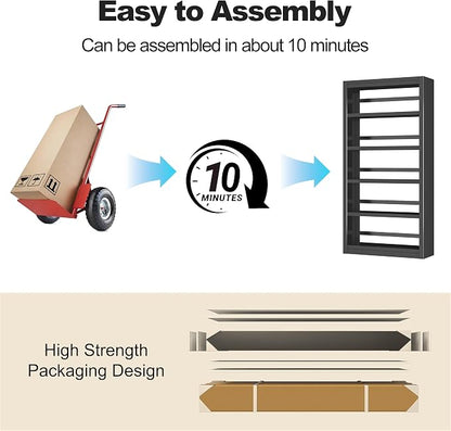 5 Tier Metal Bookshelf, Industrial Open Bookcases - Image 5