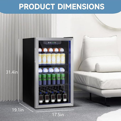 Stopasd Beverage Refrigerator Cooler, 3.2 Cu.Ft/126 Can Drink Fridge - Image 3