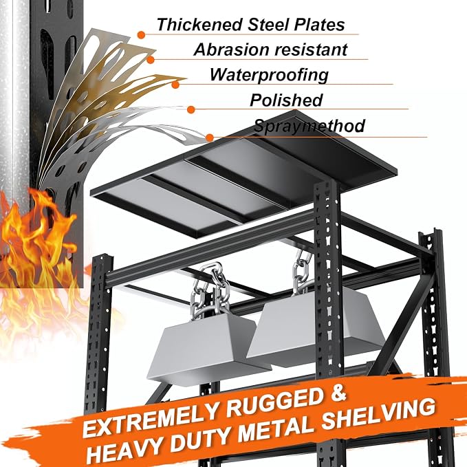 31.5''W Heavy Duty Storage Shelves, 2500LBS Metal Garage Shelving Units - Image 7