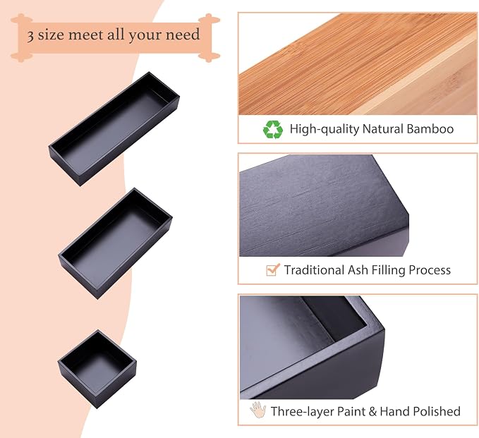 Bamboo Drawer Organizer Box for Office Home Black Orgnizer Boxes Office - Image 4