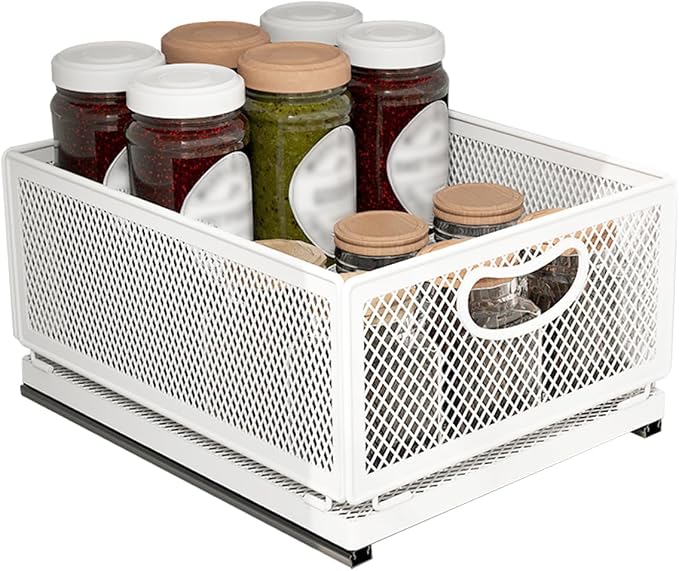 Sliding Cabinet Basket Organizer Drawer Self Adhesive Slide out Pantry Shelves by ULIKEUS