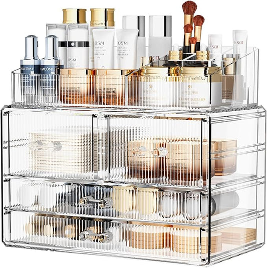 ZHIAI Stackable Storage Drawers, Acrylic Bathroom Counter Organizer Clear by ZHIAI