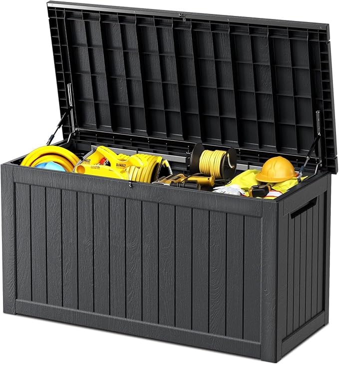 270 Gallon Deck Box, Resin Outdoor Indoor Waterproof Storage Box, Lockable by Kdymod