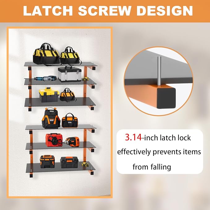4 Pack Wall-Mounted Lumber Rack, Heavy Duty Wood Storage Racks, 6-Level System - Image 3