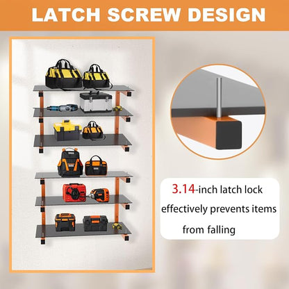 4 Pack Wall-Mounted Lumber Rack, Heavy Duty Wood Storage Racks, 6-Level System - Image 3