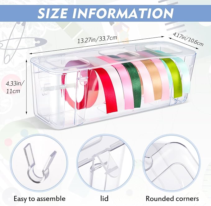 Ribbon Organizer Storage Clear Plastic Ribbon Holder - Image 2