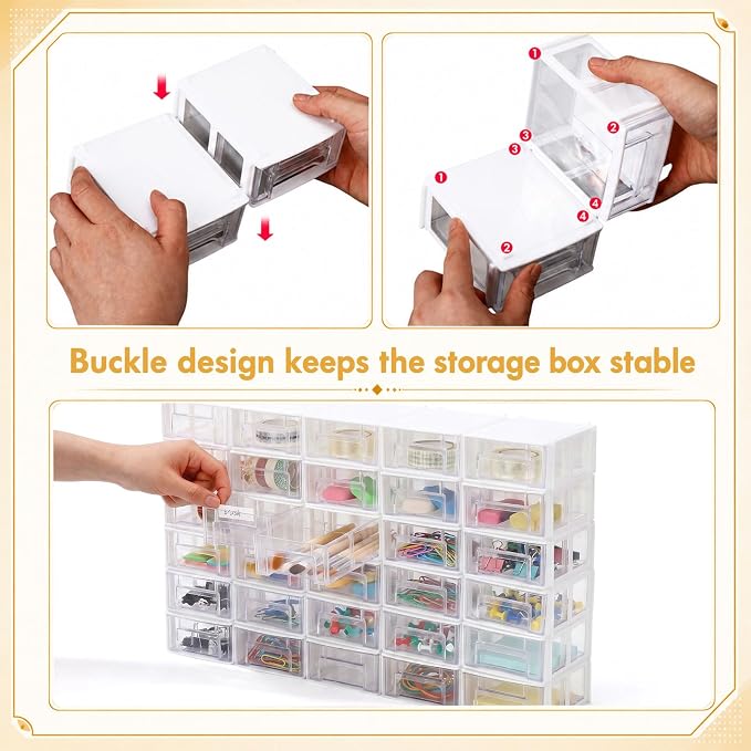 Novabright 30 Pcs Stackable Drawers Storage Plastic Drawers Small Parts Storage - Image 4