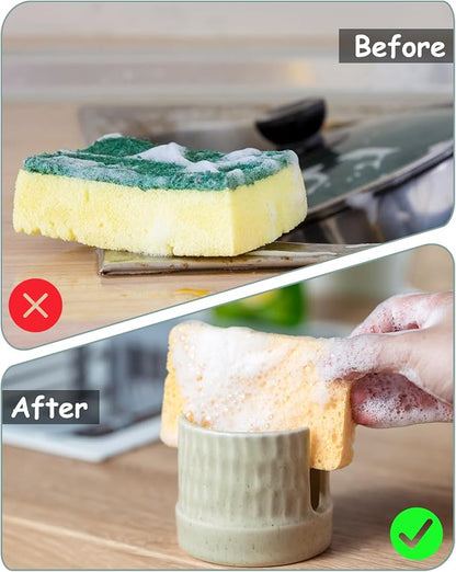 Kitchen Sponge Holder, Ceramics Sponge Dish Rack Sink Scrub Caddy - Image 4