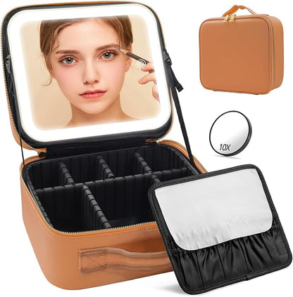 Makeup Case, Lighted Mirror, Waterproof by Jadazror