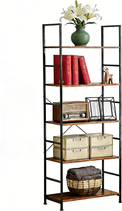 HealSmart 5 Tier Bookshelf, Free Standing Book Shelf Home Office Bookcase Shelf by HealSmart