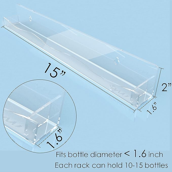 YMVV Clear Acrylic Nail Polish Rack Wall Mounted Shelf, 6 Pack Organizer - Image 3