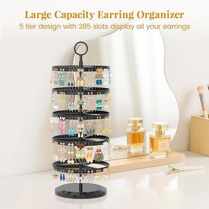 EsLuker.ly Earring Holder Organizer Rotating Stud Display Tree Rack, 5 Tier | - Image 5